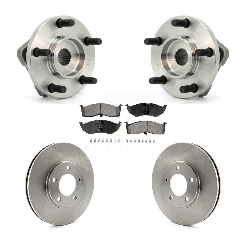 Front Hub Bearing Assembly With Disc Brake Rotors And Ceramic Pads Kit For 1996-1996 Dodge Grand Caravan Plymouth Chrysler Town & Country Voyager 15" Factory Wheels KBB-100427 by Transit Auto