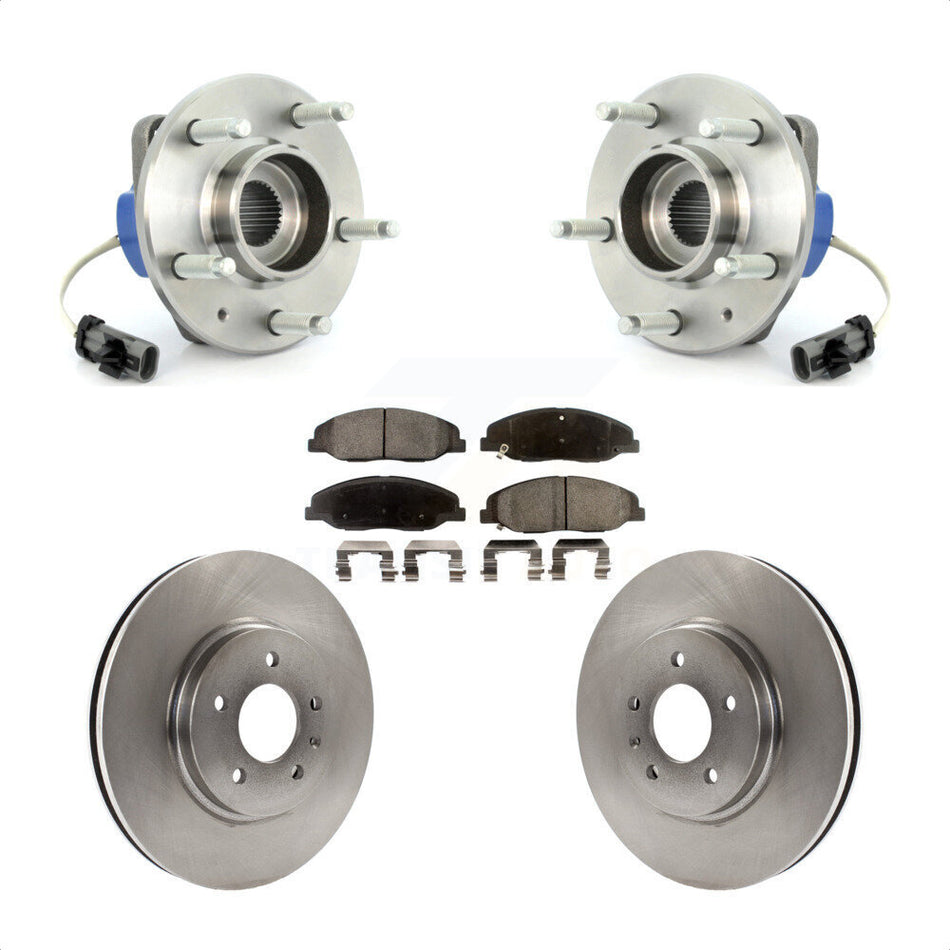 Front Hub Bearing Assembly Brake Rotor Pads Kit For 2009-2010 Cadillac STS AWD With 316mm Diameter Performance Brakes or Base KBB-100545 by Transit Auto