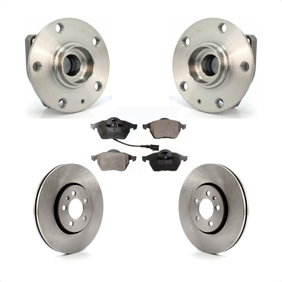 Front Hub Bearing Assembly With Disc Brake Rotors And Ceramic Pads Kit For 2006 Volkswagen Golf 1.8L KBB-100579 by Transit Auto