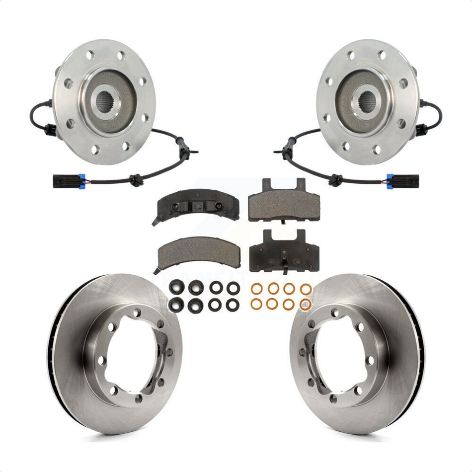 Front Hub Bearing Assembly With Disc Brake Rotors And Ceramic Pads Kit For 1999-2000 GMC K2500 6 Lug Wheels KBB-100802 by Transit Auto