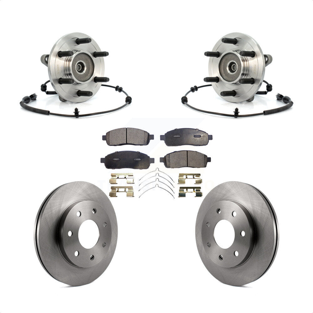Front Hub Bearing Assembly With Disc Brake Rotors And Ceramic Pads Kit For 2006-2008 Lincoln Mark LT 4WD 7 Lug Wheels KBB-100856 by Transit Auto