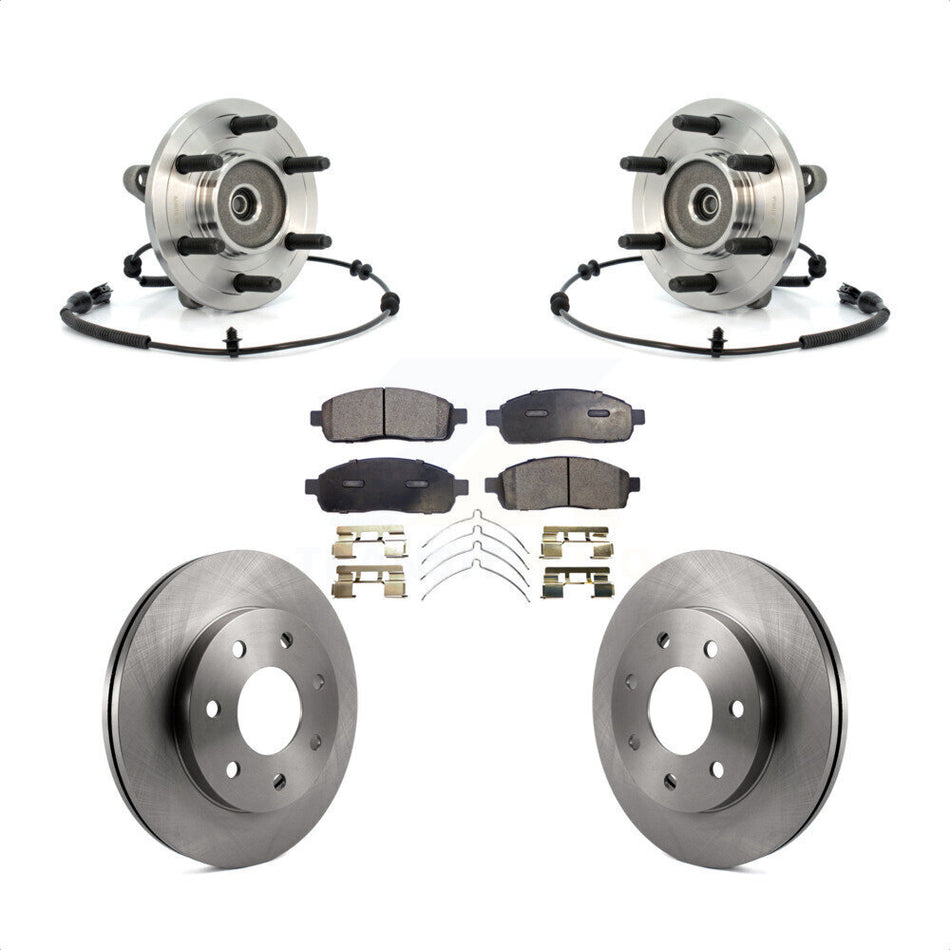 Front Hub Bearing Assembly With Disc Brake Rotors And Ceramic Pads Kit For 2006-2008 Lincoln Mark LT 4WD 7 Lug Wheels KBB-100856 by Transit Auto