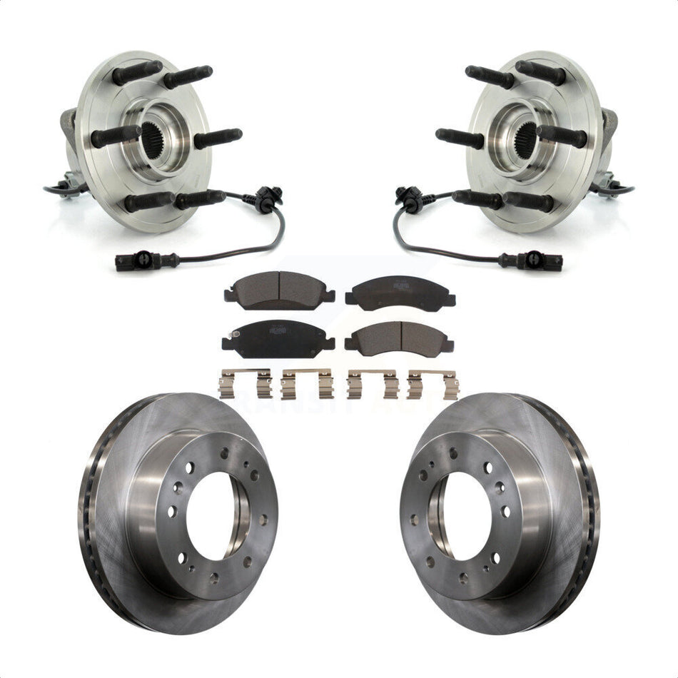 Front Hub Bearing Assembly With Disc Brake Rotors And Ceramic Pads Kit For 2011 Chevrolet Silverado 1500 Hybrid with 4WD KBB-100881 by Transit Auto