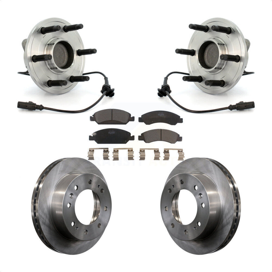 Front Hub Bearing Assembly With Disc Brake Rotors And Ceramic Pads Kit For 2011 Chevrolet Silverado 1500 Hybrid with RWD KBB-100886 by Transit Auto