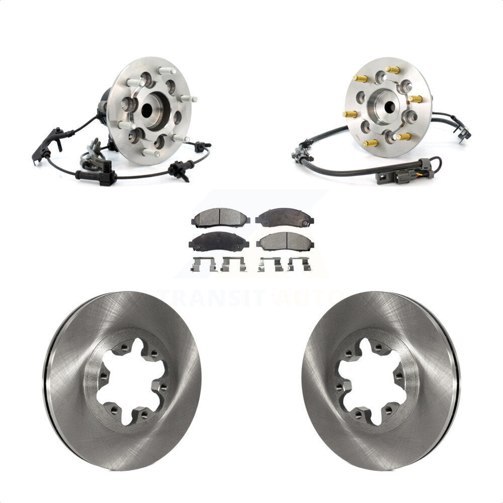 Front Hub Bearing Assembly With Disc Brake Rotors And Ceramic Pads Kit For 2007-2008 Isuzu i-370 RWD Sport Chassis Package (ZQ8) KBB-100962 by Transit Auto