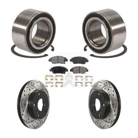 Front Wheel Bearing With Coated Drilled Slotted Disc Brake Rotors And Semi-Metallic Pads Kit For 2015 Acura ILX 1.5L KBB-101053 by Transit Auto