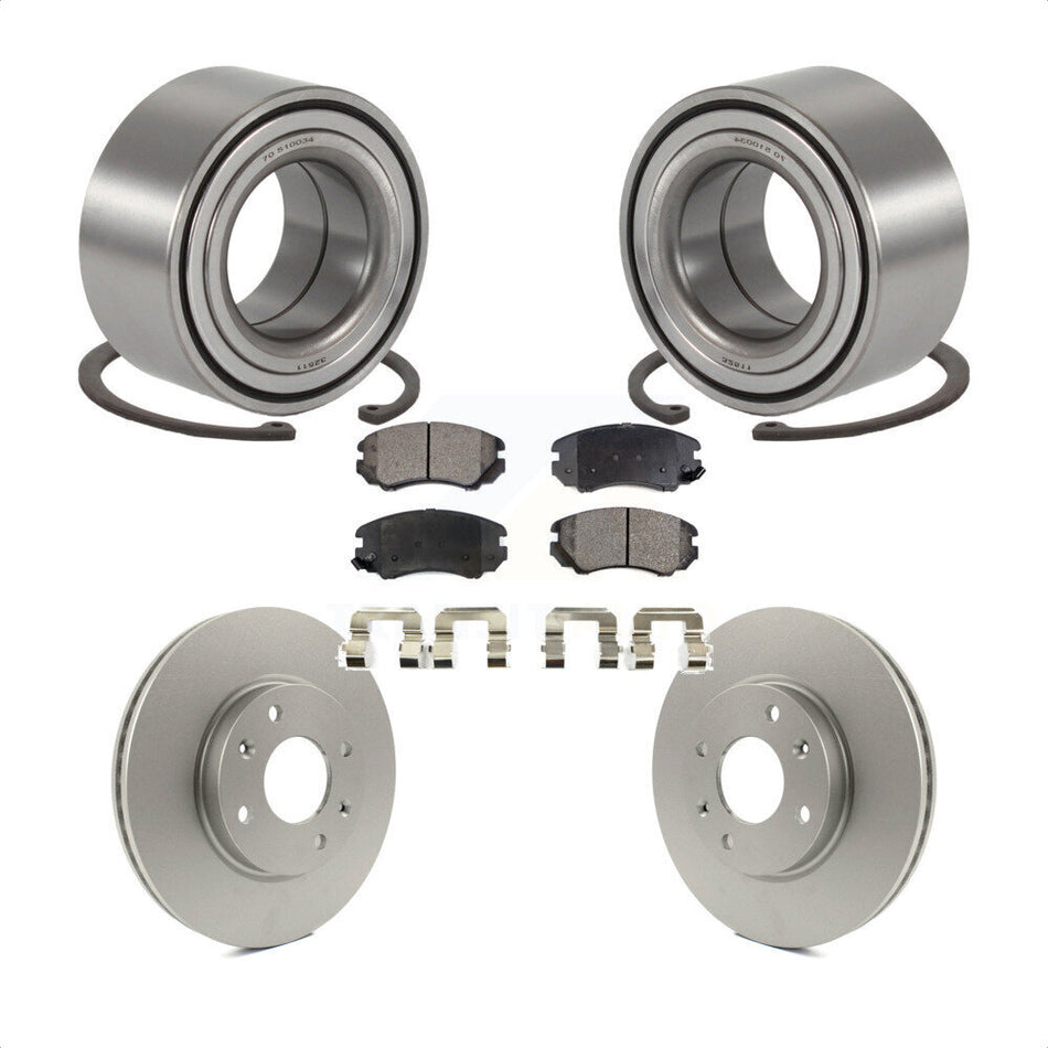 Front Wheel Bearing With Coated Disc Brake Rotors And Semi-Metallic Pads Kit For Hyundai Sonata Kia Optima Magentis KBB-101308 by Transit Auto