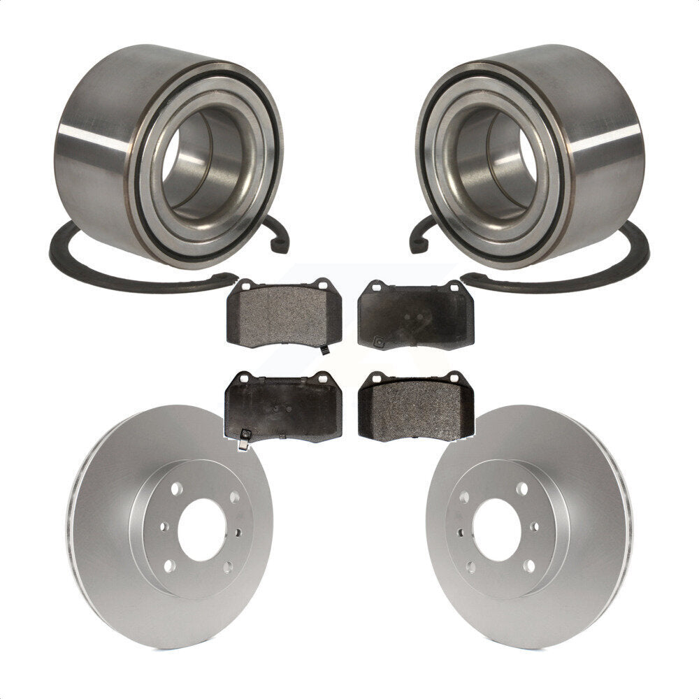 Front Wheel Bearing With Coated Disc Brake Rotors And Semi-Metallic Pads Kit For 2002 Nissan Sentra 2.5L 4 Piston Caliper KBB-101346 by Transit Auto