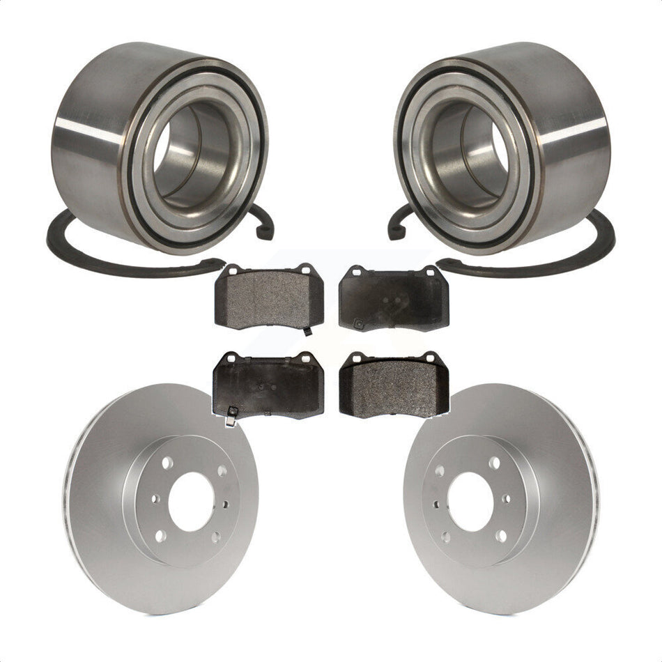 Front Wheel Bearing With Coated Disc Brake Rotors And Semi-Metallic Pads Kit For 2002 Nissan Sentra 2.5L 4 Piston Caliper KBB-101346 by Transit Auto