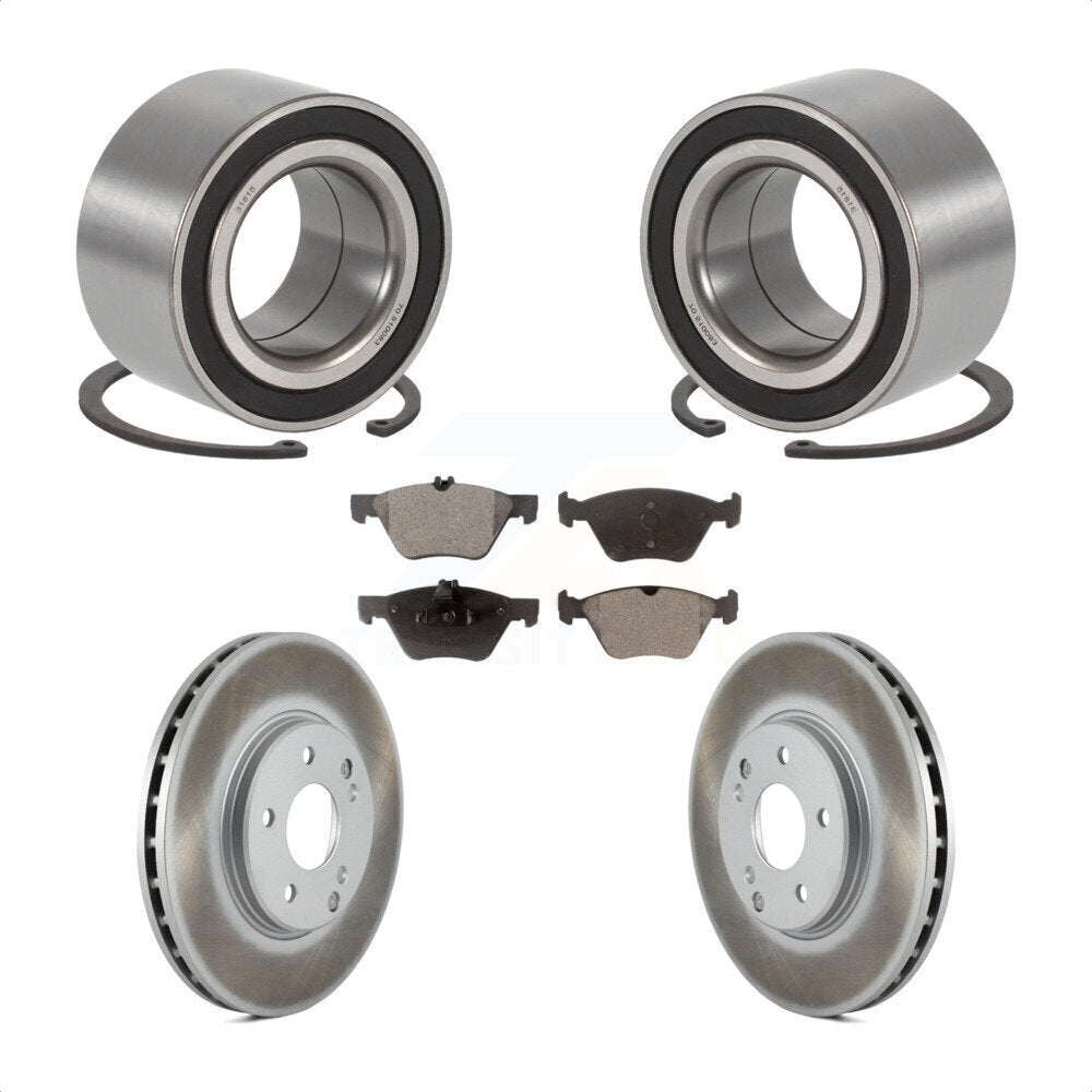 Front Wheel Bearing With Coated Disc Brake Rotors And Semi-Metallic Pads Kit For 2003 Mercedes-Benz E320 4Matic with Wagon KBB-101411 by Transit Auto
