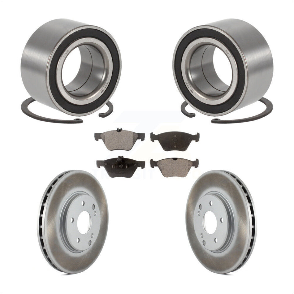 Front Wheel Bearing With Coated Disc Brake Rotors And Semi-Metallic Pads Kit For 2003 Mercedes-Benz E320 4Matic with Wagon KBB-101411 by Transit Auto
