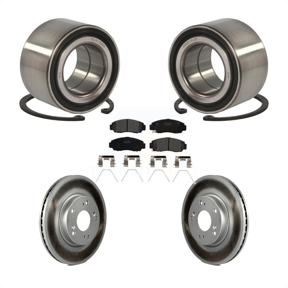 Front Wheel Bearing With Coated Disc Brake Rotors And Semi-Metallic Pads Kit For Honda Civic KBB-101430 by Transit Auto