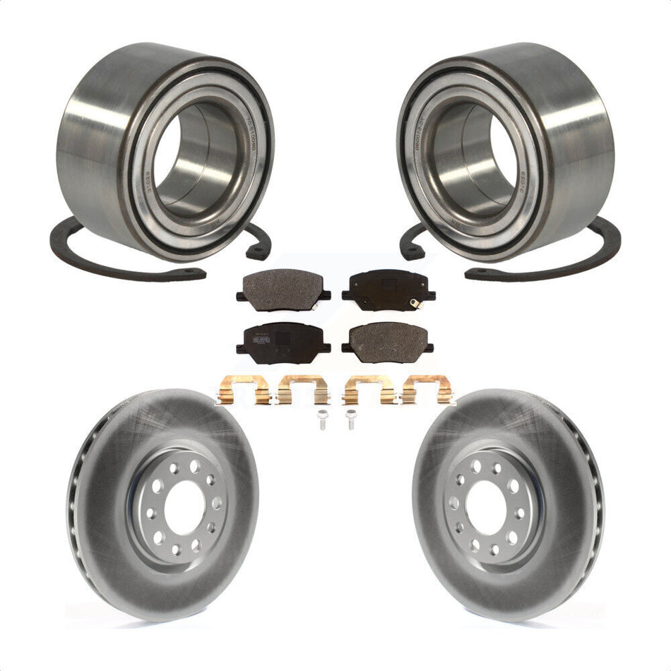 Front Wheel Bearing With Coated Disc Brake Rotors And Semi-Metallic Pads Kit For 2018-2019 Jeep Compass KBB-101436 by Transit Auto