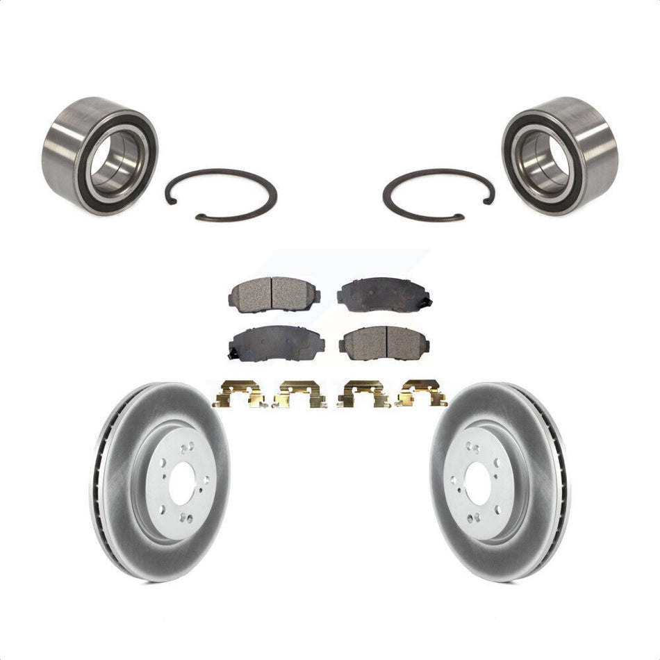 Front Wheel Bearing With Coated Disc Brake Rotors And Semi-Metallic Pads Kit For Honda CR-V Acura RDX KBB-101439 by Transit Auto