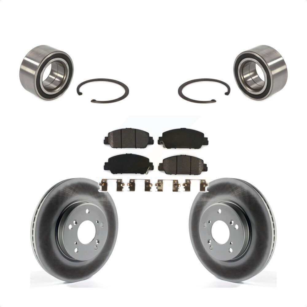 Front Wheel Bearing With Coated Disc Brake Rotors And Semi-Metallic Pads Kit For 2016-2022 Honda HR-V KBB-101440 by Transit Auto