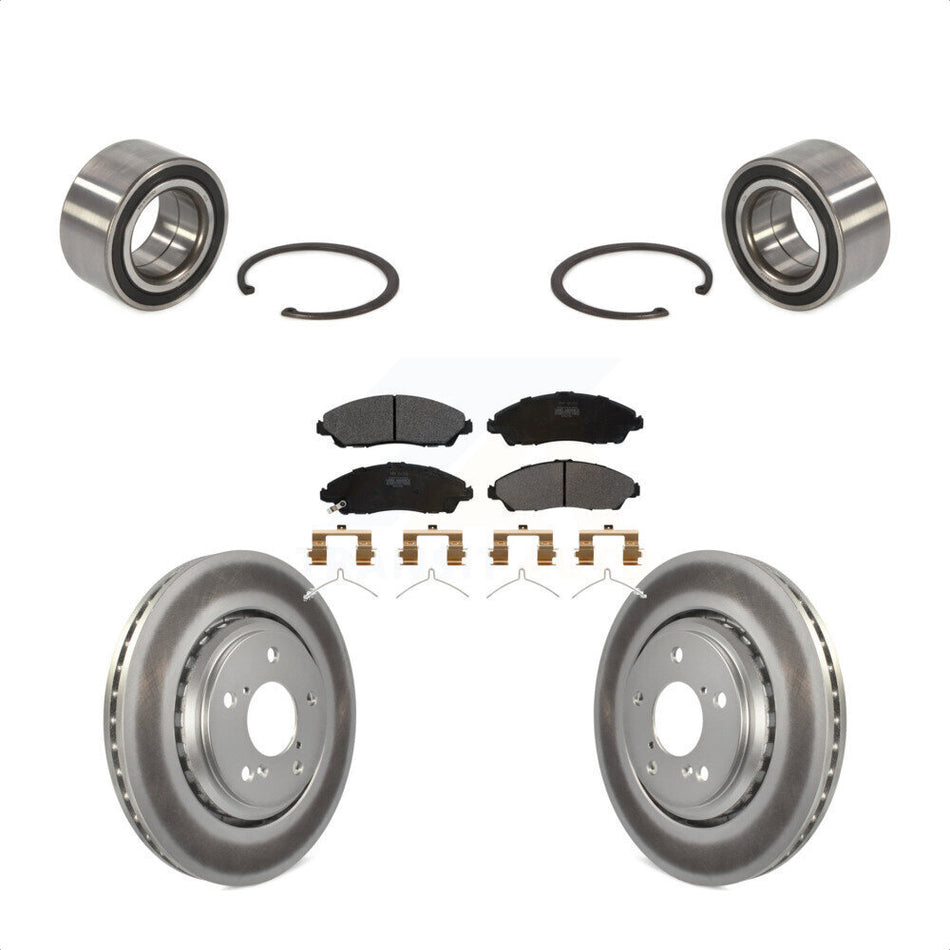 Front Wheel Bearing With Coated Disc Brake Rotors And Semi-Metallic Pads Kit For 2016-2021 Honda Pilot KBB-101441 by Transit Auto