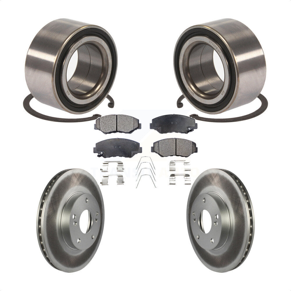 Front Wheel Bearing With Coated Disc Brake Rotors And Semi-Metallic Pads Kit For Honda Fit Acura ILX KBB-101497 by Transit Auto