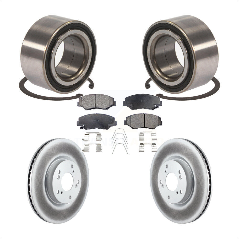 Front Wheel Bearing With Coated Disc Brake Rotors And Semi-Metallic Pads Kit For Honda Civic Acura ILX KBB-101498 by Transit Auto