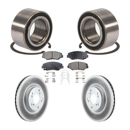 Front Wheel Bearing With Coated Disc Brake Rotors And Semi-Metallic Pads Kit For Honda Civic Acura ILX KBB-101498 by Transit Auto