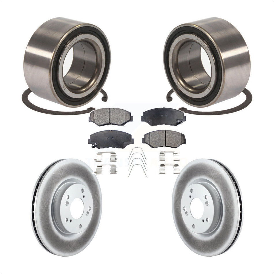 Front Wheel Bearing With Coated Disc Brake Rotors And Semi-Metallic Pads Kit For Honda Civic Acura ILX KBB-101498 by Transit Auto