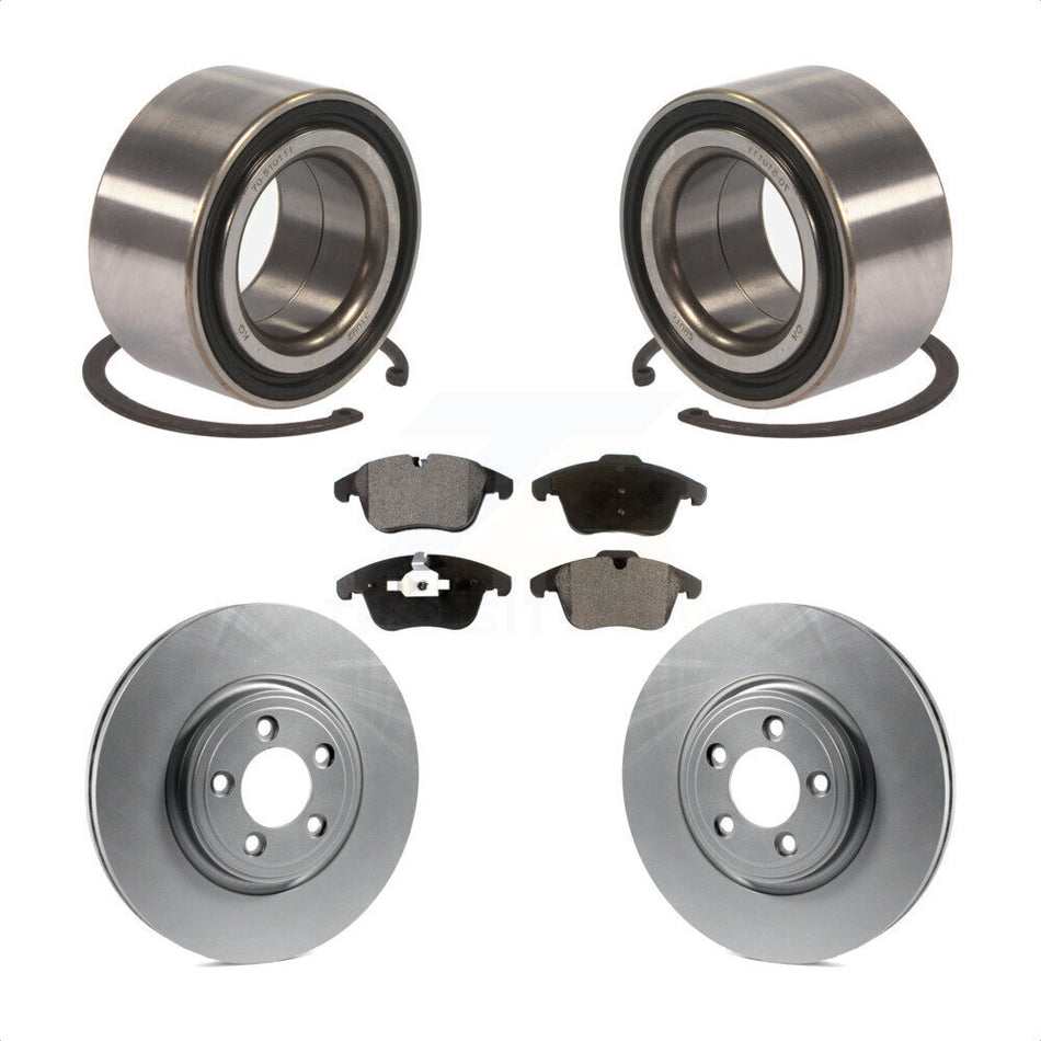 Front Wheel Bearing With Coated Disc Brake Rotors And Semi-Metallic Pads Kit For 2015 Jaguar XF 2.0L KBB-101499 by Transit Auto
