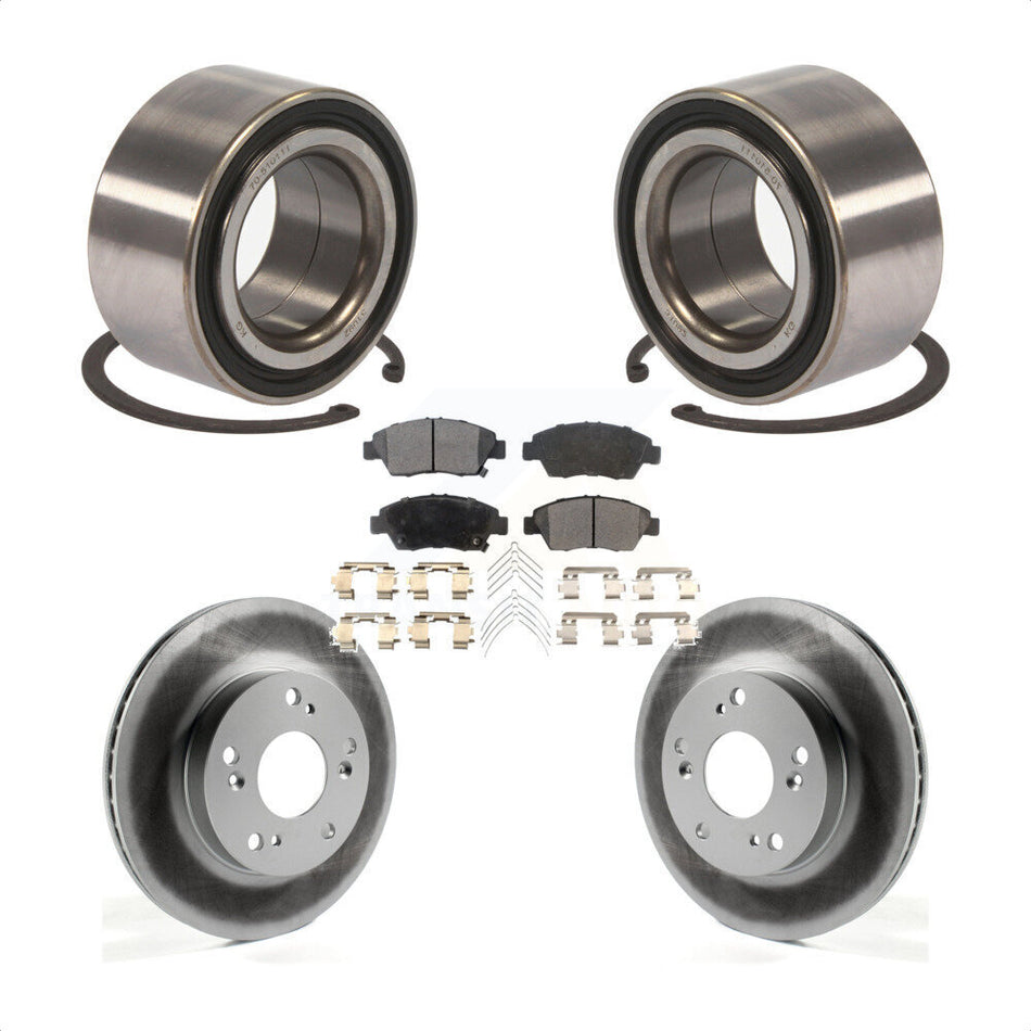 Front Wheel Bearing With Coated Disc Brake Rotors And Semi-Metallic Pads Kit For 2015 Acura ILX 1.5L KBB-101501 by Transit Auto