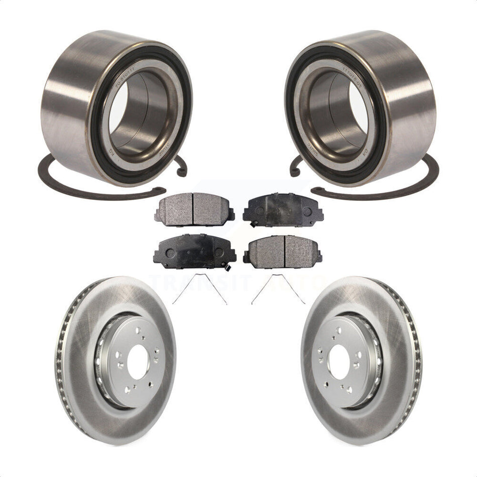 Front Wheel Bearing With Coated Disc Brake Rotors And Semi-Metallic Pads Kit For 2016 Acura ILX KBB-101503 by Transit Auto