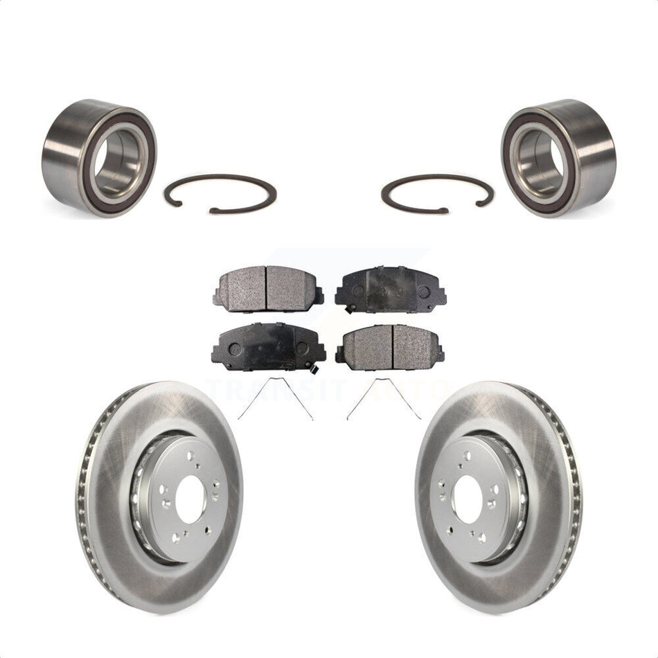 Front Wheel Bearing With Coated Disc Brake Rotors And Semi-Metallic Pads Kit For 2013-2018 Acura RDX KBB-101517 by Transit Auto