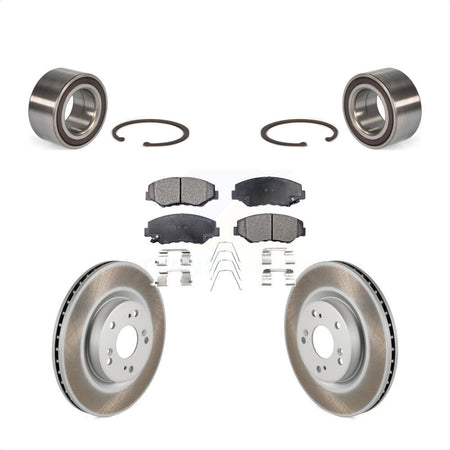 Front Wheel Bearing With Coated Disc Brake Rotors And Semi-Metallic Pads Kit For 2012-2016 Honda CR-V FWD KBB-101518 by Transit Auto