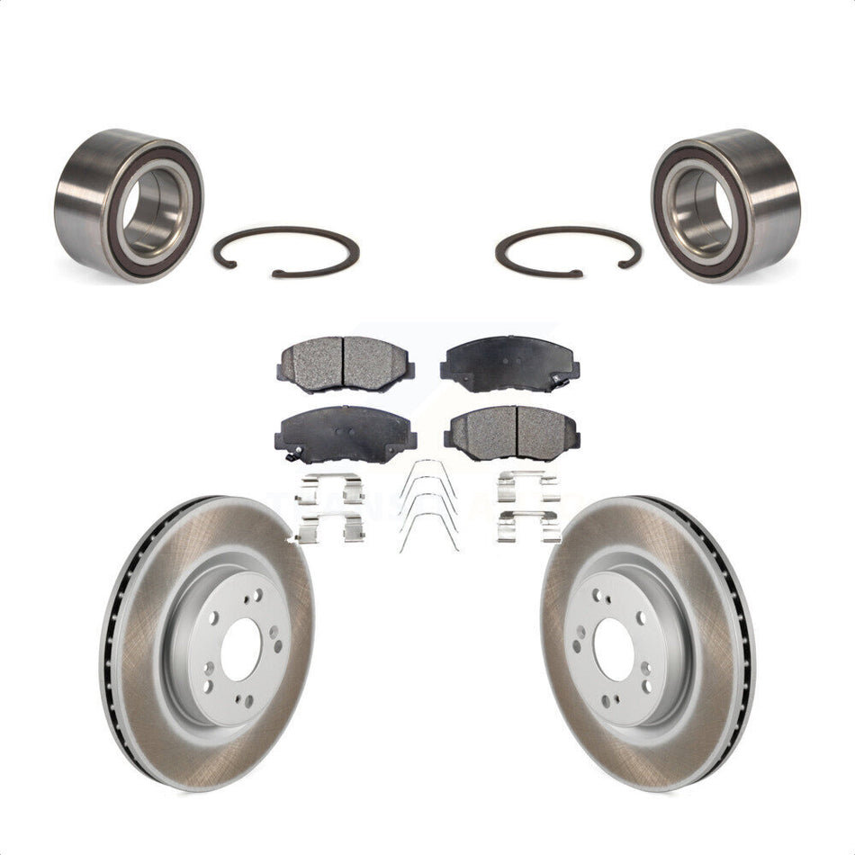 Front Wheel Bearing With Coated Disc Brake Rotors And Semi-Metallic Pads Kit For 2012-2016 Honda CR-V FWD KBB-101518 by Transit Auto