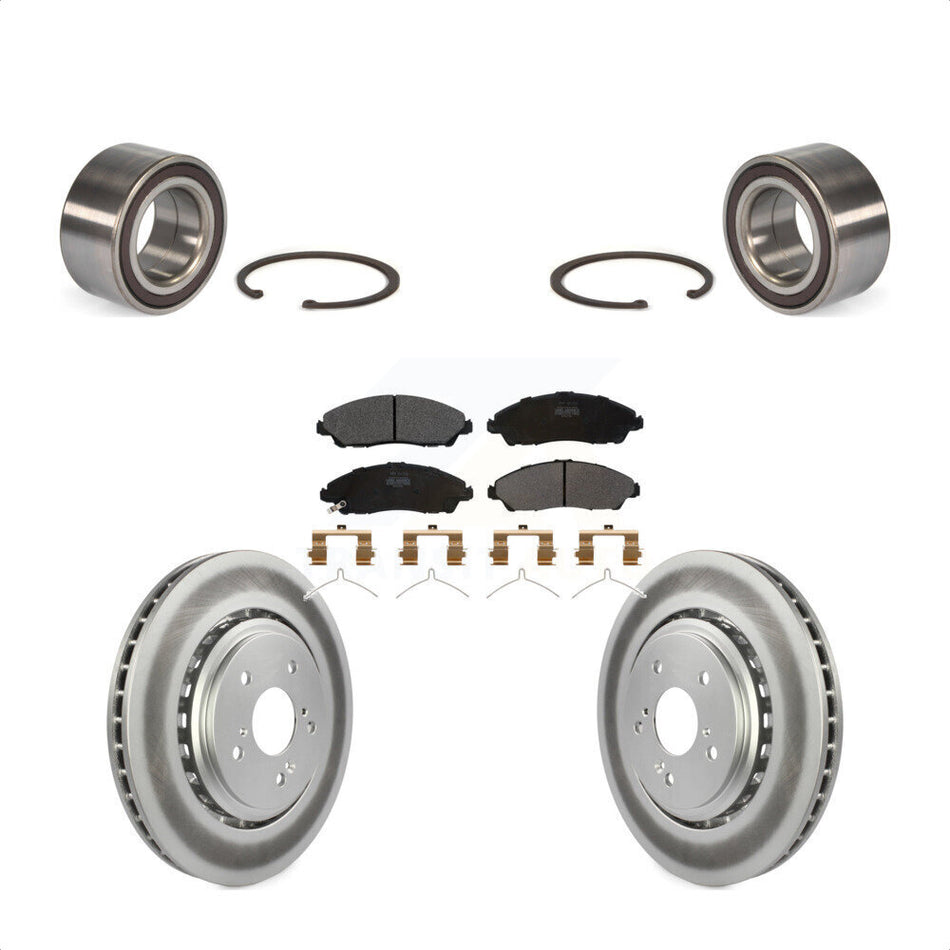 Front Wheel Bearing With Coated Disc Brake Rotors And Semi-Metallic Pads Kit For 2014-2016 Acura MDX KBB-101520 by Transit Auto