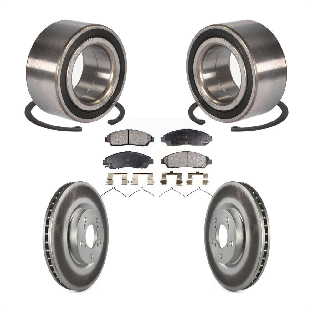 Front Wheel Bearing With Coated Disc Brake Rotors And Semi-Metallic Pads Kit For 2016-2017 Acura RLX Sport Hybrid SH-AWD KBB-101522 by Transit Auto