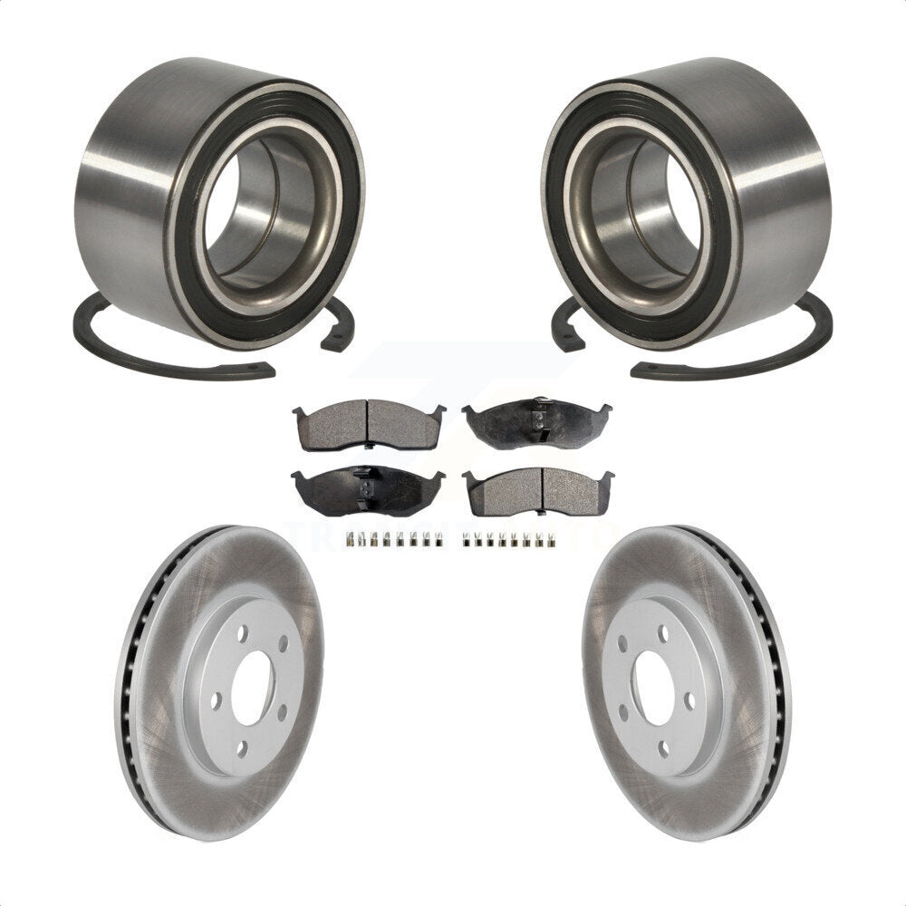 Front Wheel Bearing With Coated Disc Brake Rotors And Semi-Metallic Pads Kit For Dodge Neon Chrysler SX 2.0 KBB-101536 by Transit Auto
