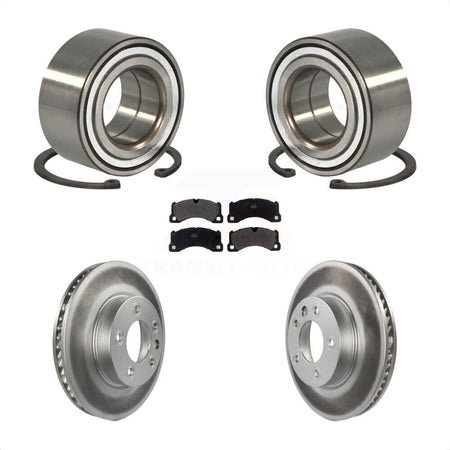 Front Wheel Bearing With Coated Disc Brake Rotors And Semi-Metallic Pads Kit For 2016-2017 Volkswagen Touareg KBB-101548 by Transit Auto