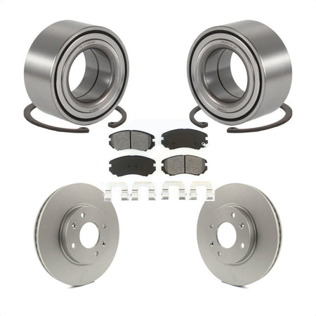 Front Wheel Bearing With Coated Disc Brake Rotors And Semi-Metallic Pads Kit For Hyundai Sonata Kia Optima Magentis KBB-101610 by Transit Auto