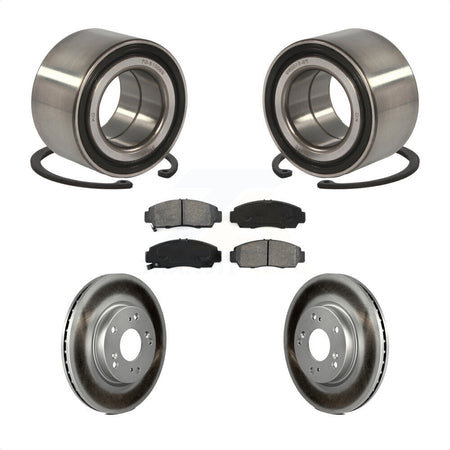 Front Wheel Bearing With Coated Disc Brake Rotors And Semi-Metallic Pads Kit For Honda Civic KBB-101734 by Transit Auto
