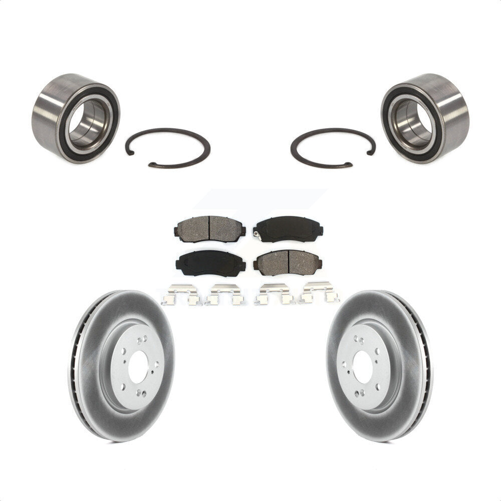 Front Wheel Bearing With Coated Disc Brake Rotors And Semi-Metallic Pads Kit For Honda CR-V Acura RDX KBB-101745 by Transit Auto