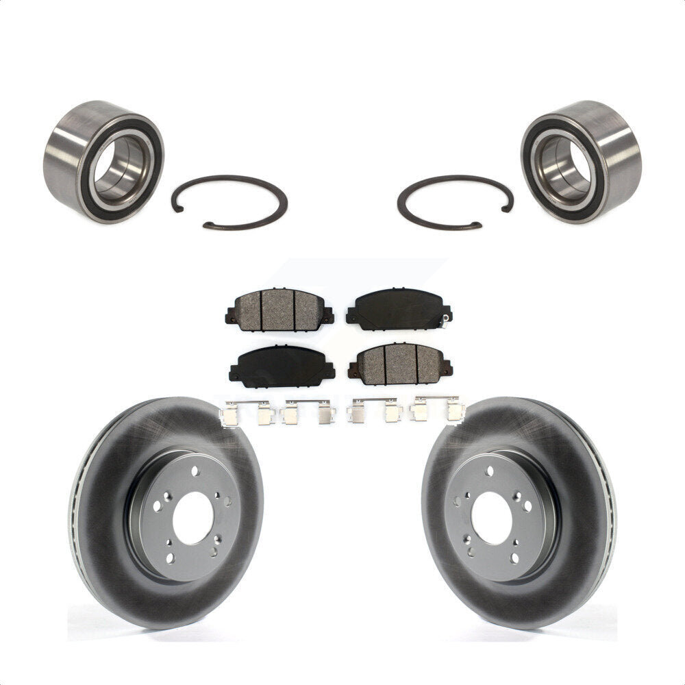 Front Wheel Bearing With Coated Disc Brake Rotors And Semi-Metallic Pads Kit For 2016-2022 Honda HR-V KBB-101746 by Transit Auto