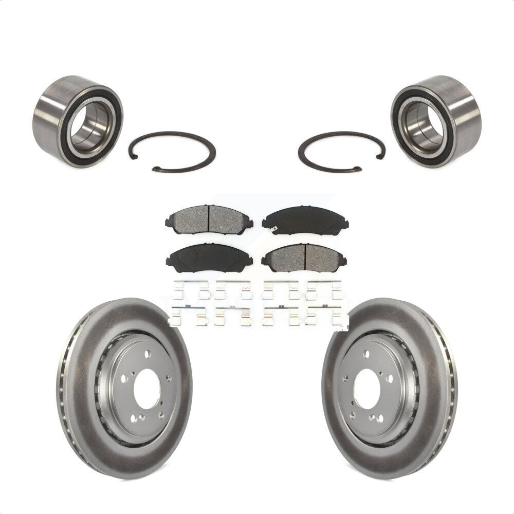 Front Wheel Bearing With Coated Disc Brake Rotors And Semi-Metallic Pads Kit For 2016-2021 Honda Pilot KBB-101747 by Transit Auto