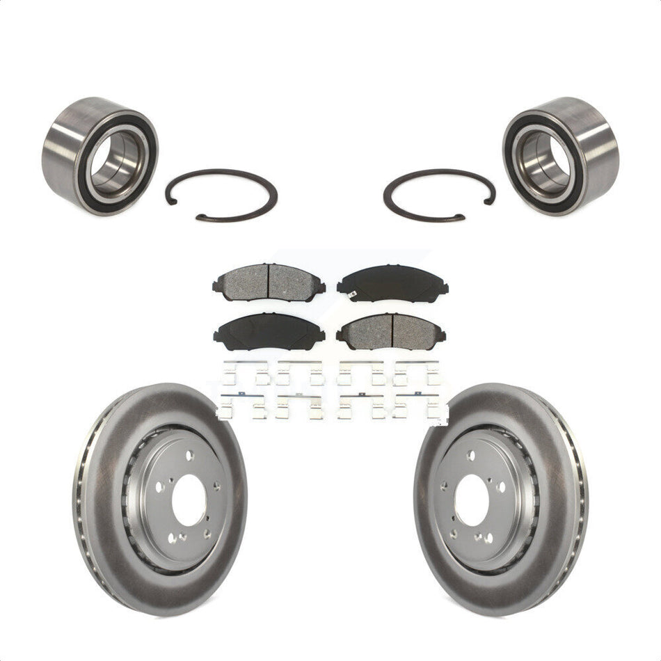 Front Wheel Bearing With Coated Disc Brake Rotors And Semi-Metallic Pads Kit For 2016-2021 Honda Pilot KBB-101747 by Transit Auto