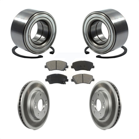 Front Wheel Bearing With Coated Disc Brake Rotors And Semi-Metallic Pads Kit For 2014 Kia Forte5 EX KBB-101755 by Transit Auto
