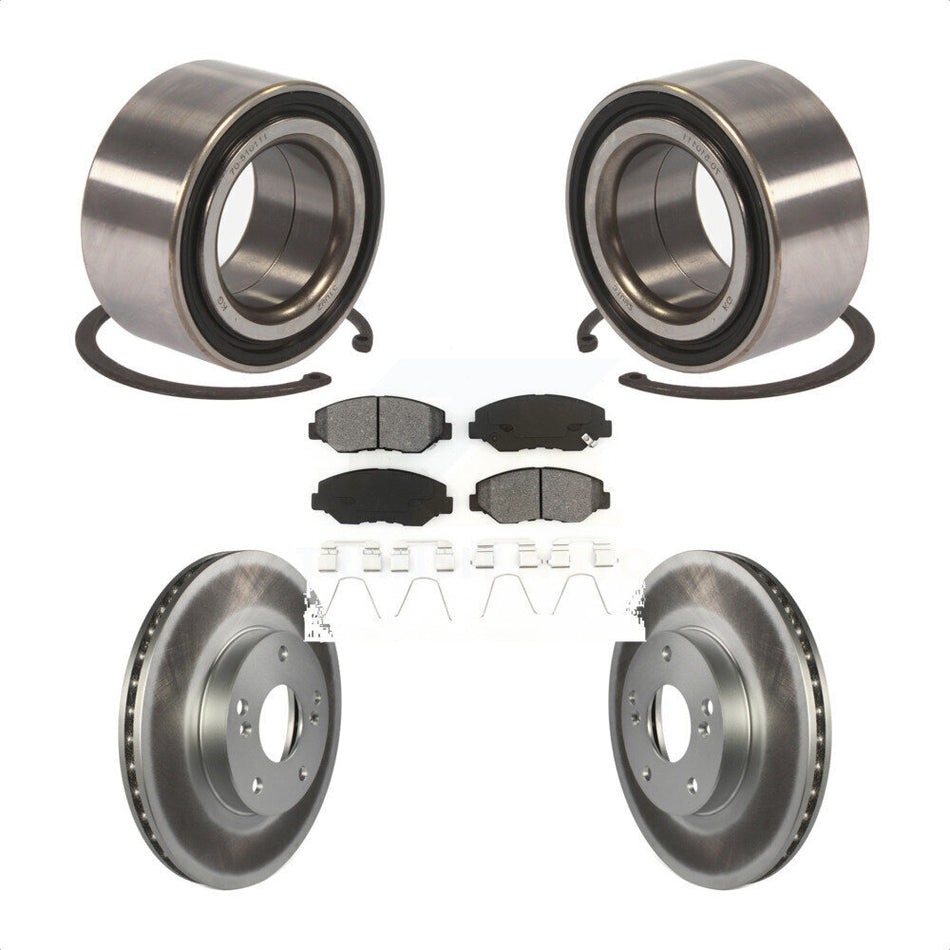 Front Wheel Bearing With Coated Disc Brake Rotors And Semi-Metallic Pads Kit For Honda Fit Acura ILX KBB-101800 by Transit Auto