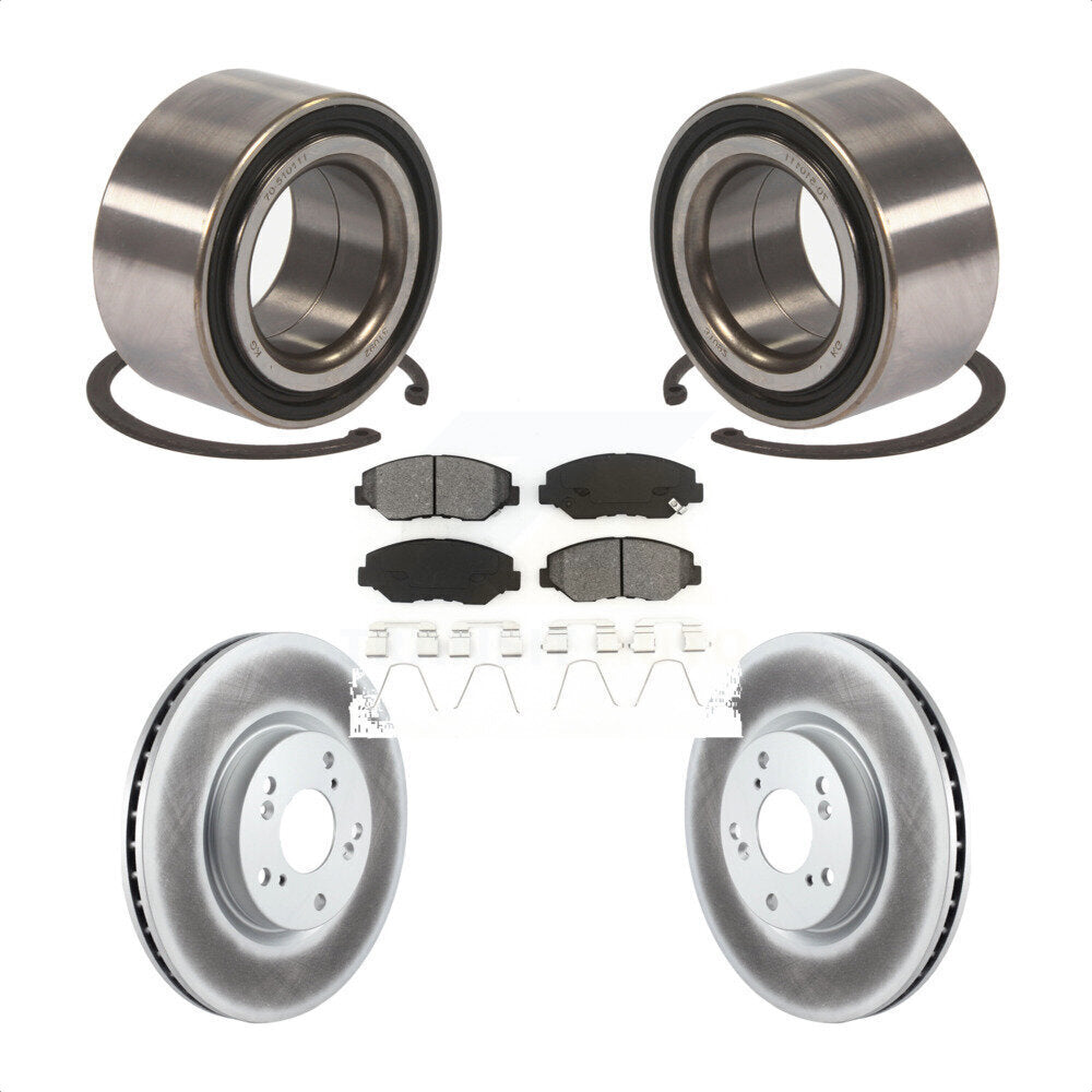 Front Wheel Bearing With Coated Disc Brake Rotors And Semi-Metallic Pads Kit For Honda Civic Acura ILX KBB-101801 by Transit Auto