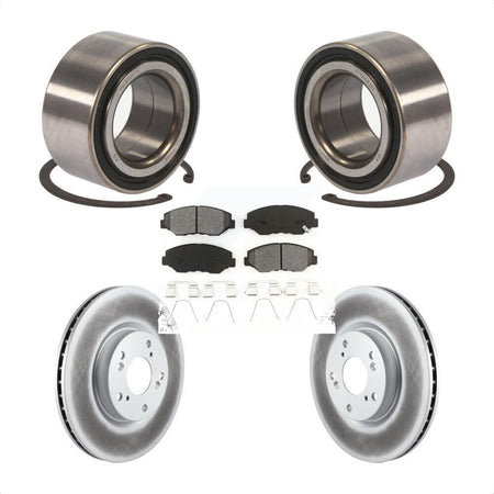 Front Wheel Bearing With Coated Disc Brake Rotors And Semi-Metallic Pads Kit For Honda Civic Acura ILX KBB-101801 by Transit Auto