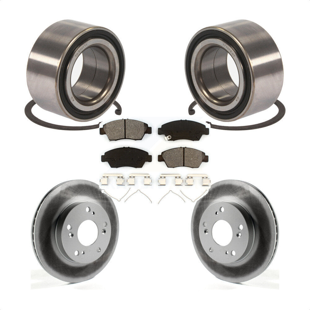 Front Wheel Bearing With Coated Disc Brake Rotors And Semi-Metallic Pads Kit For 2015 Acura ILX 1.5L KBB-101802 by Transit Auto