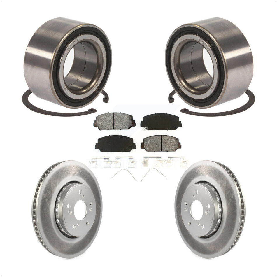 Front Wheel Bearing With Coated Disc Brake Rotors And Semi-Metallic Pads Kit For 2016 Acura ILX KBB-101804 by Transit Auto