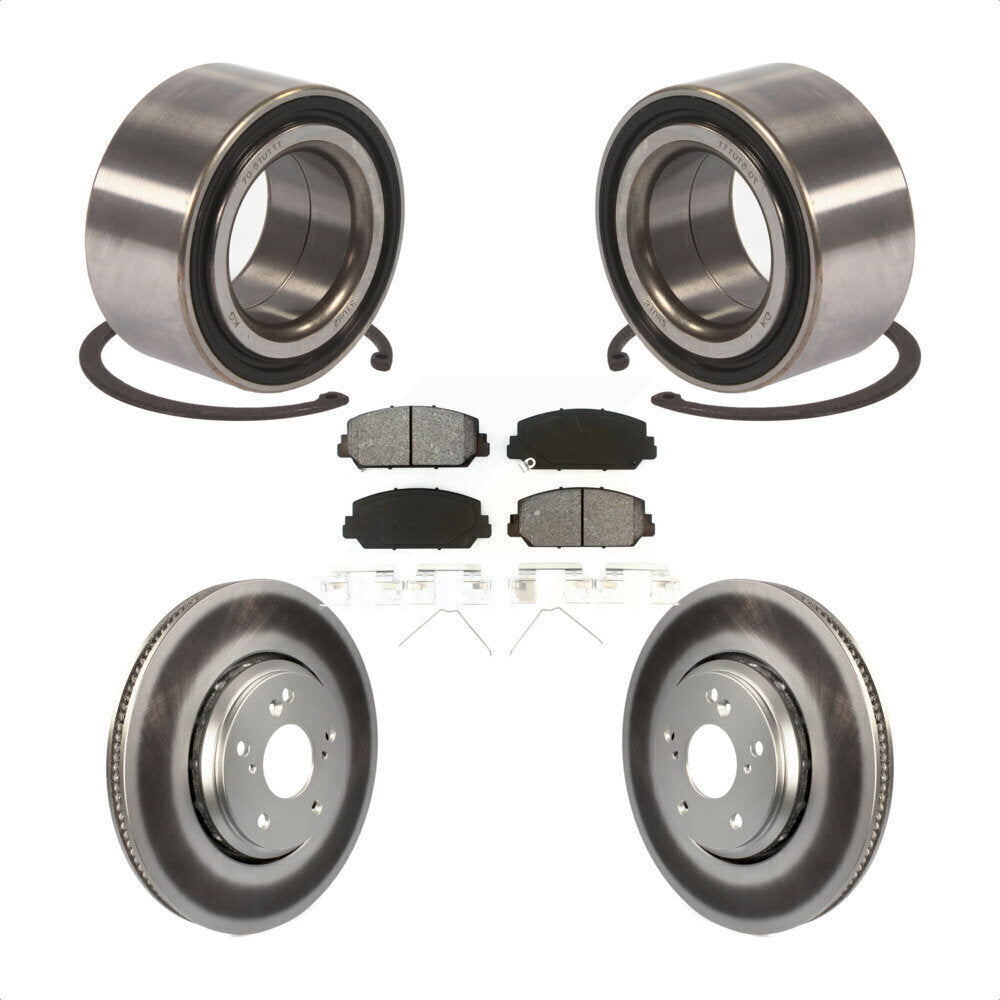 Front Wheel Bearing With Coated Disc Brake Rotors And Semi-Metallic Pads Kit For 2017-2018 Acura ILX KBB-101805 by Transit Auto