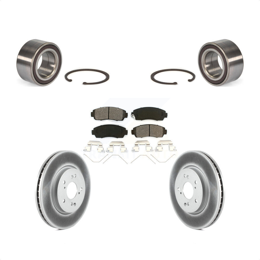 Front Wheel Bearing With Coated Disc Brake Rotors And Semi-Metallic Pads Kit For 2012-2016 Honda CR-V AWD KBB-101816 by Transit Auto