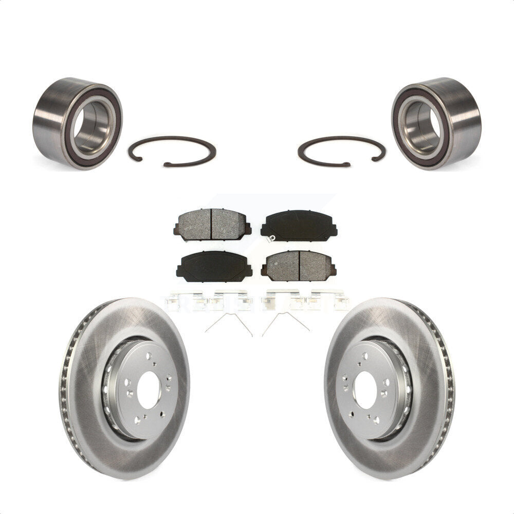 Front Wheel Bearing With Coated Disc Brake Rotors And Semi-Metallic Pads Kit For 2013-2018 Acura RDX KBB-101817 by Transit Auto