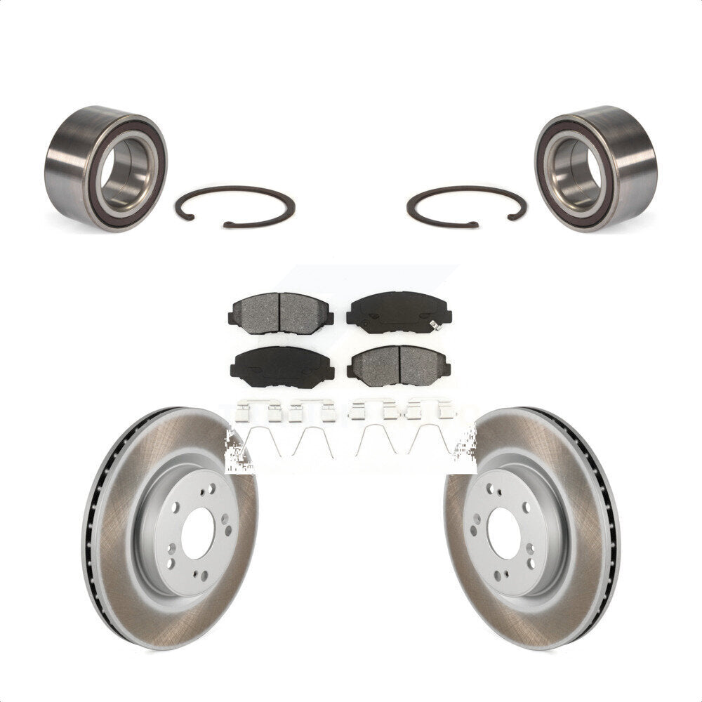 Front Wheel Bearing With Coated Disc Brake Rotors And Semi-Metallic Pads Kit For 2012-2016 Honda CR-V FWD KBB-101818 by Transit Auto